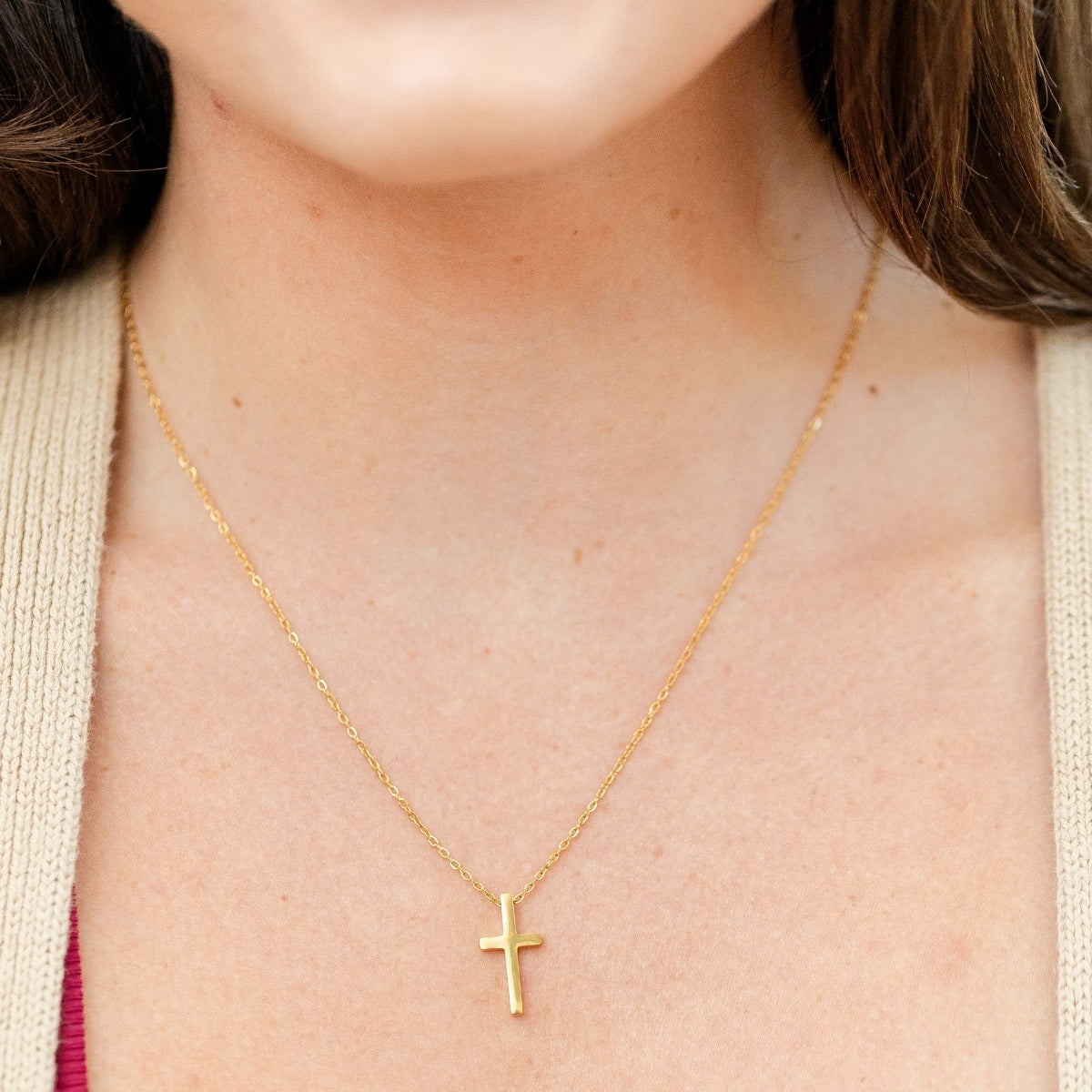 Timeless Cross Pendant Necklace, Water-Resistant