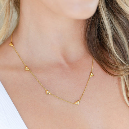 Multi-Heart Collar Necklace, Water Resistant