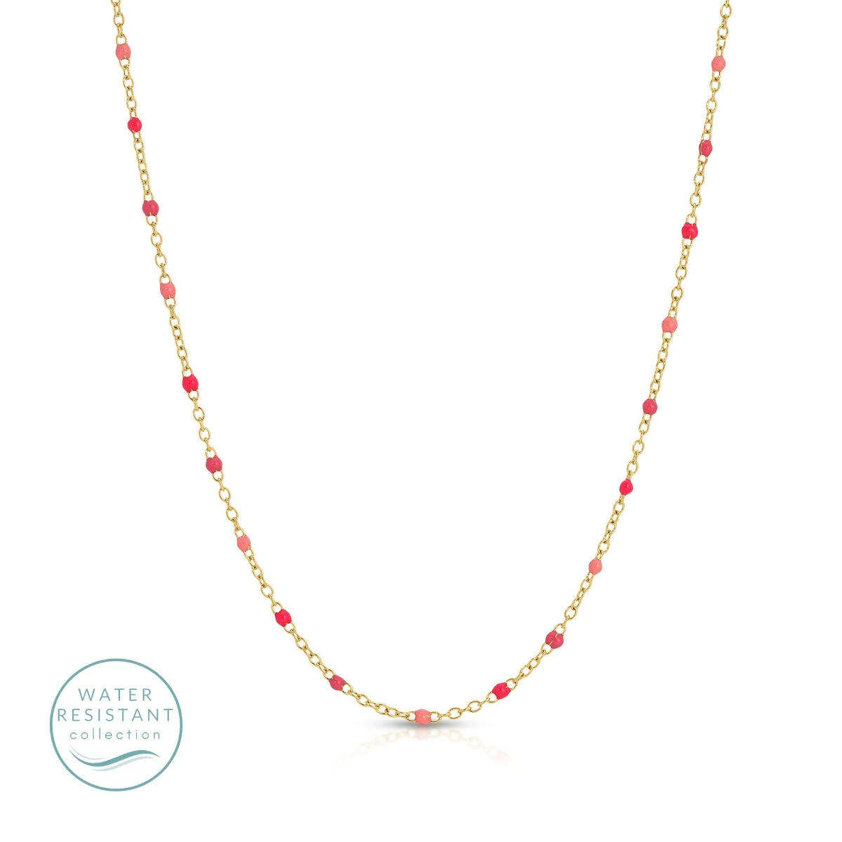 Sweetly Colored Delicate Chain Necklace, Water Resistant