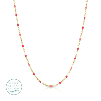 Sweetly Colored Delicate Chain Necklace, Water Resistant