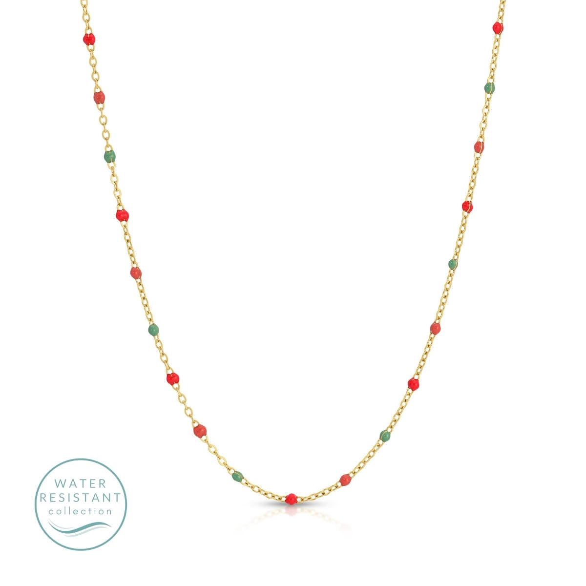 Sweetly Colored Delicate Chain Necklace, Water Resistant