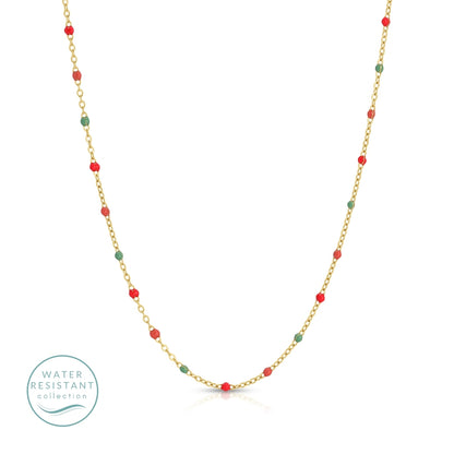 Sweetly Colored Delicate Chain Necklace, Water Resistant