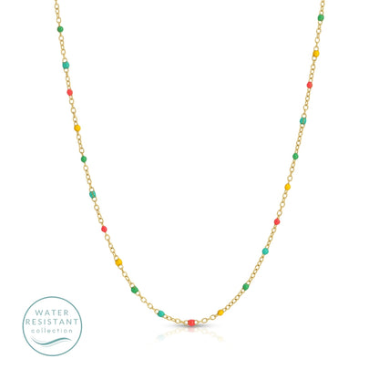 Sweetly Colored Delicate Chain Necklace, Water Resistant