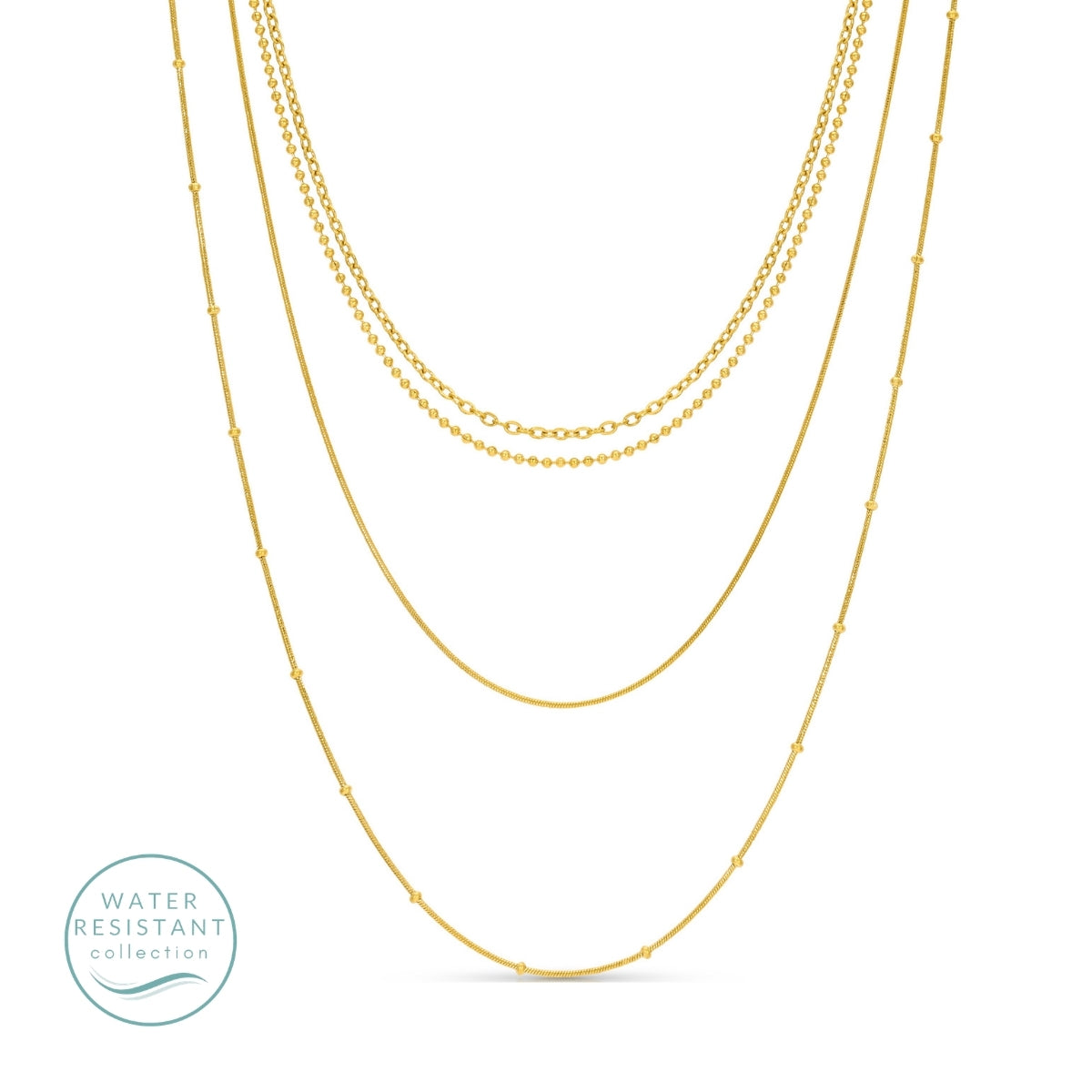 Delicate 4-Layer Necklace, Water-Resistant