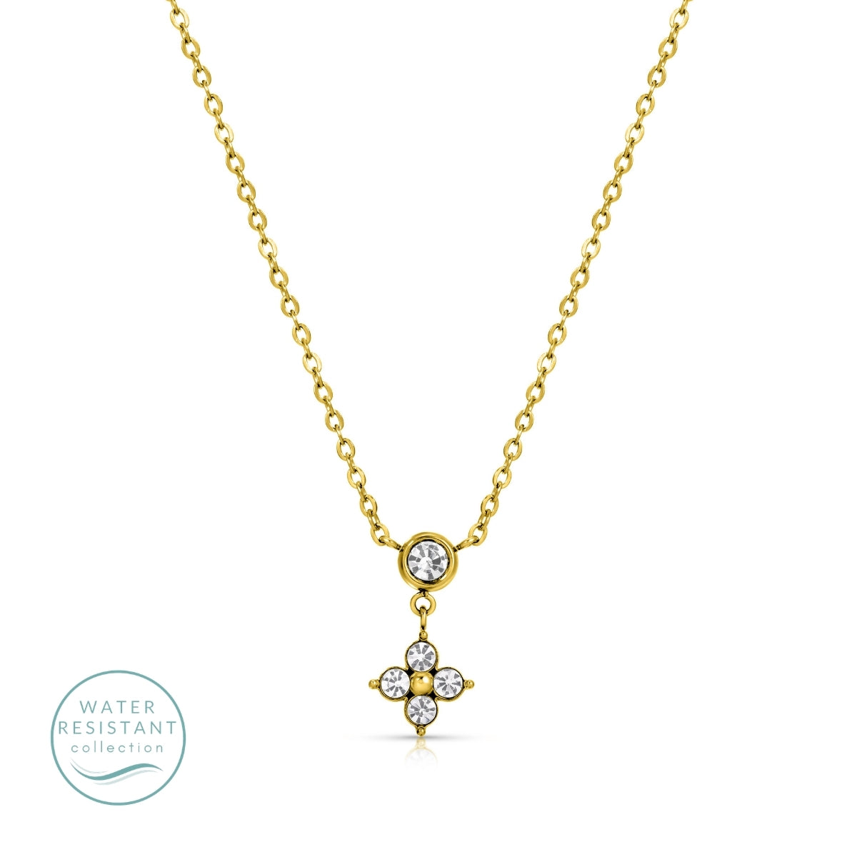 Sweet & Delicate CZ Flower Pendant Necklace, Water-Resistant