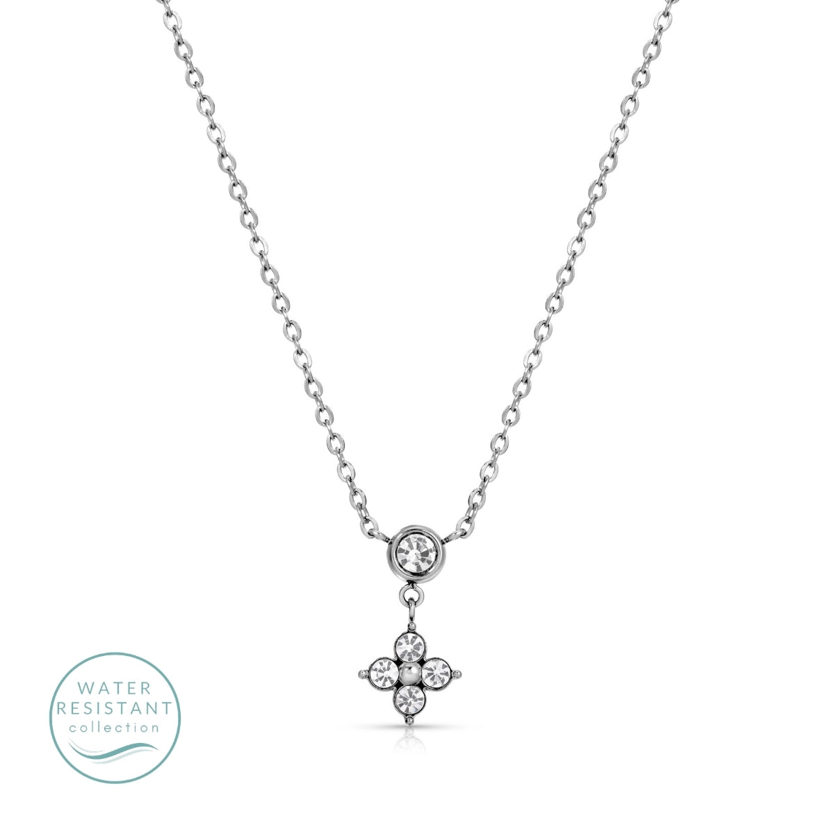 Sweet & Delicate CZ Flower Pendant Necklace, Water-Resistant