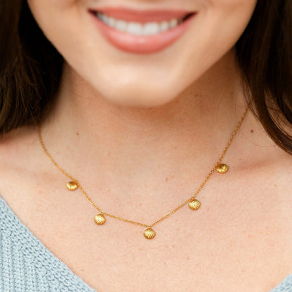 Delicate Shell Collar Necklace, Water-Resistant