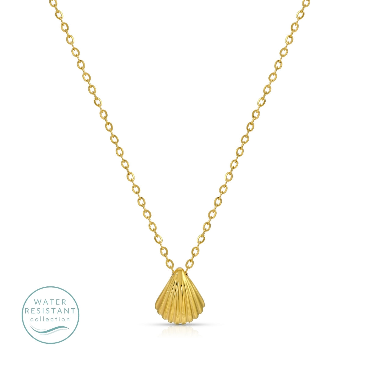 Scallop Charm Necklace, Water-Resistant