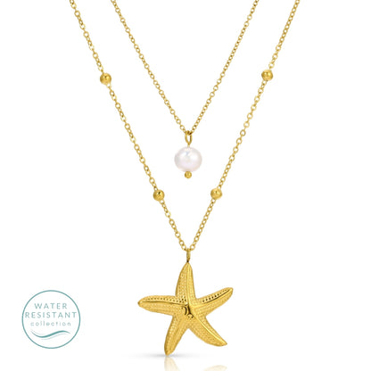 Layered Starfish Necklace, Water-Resistant