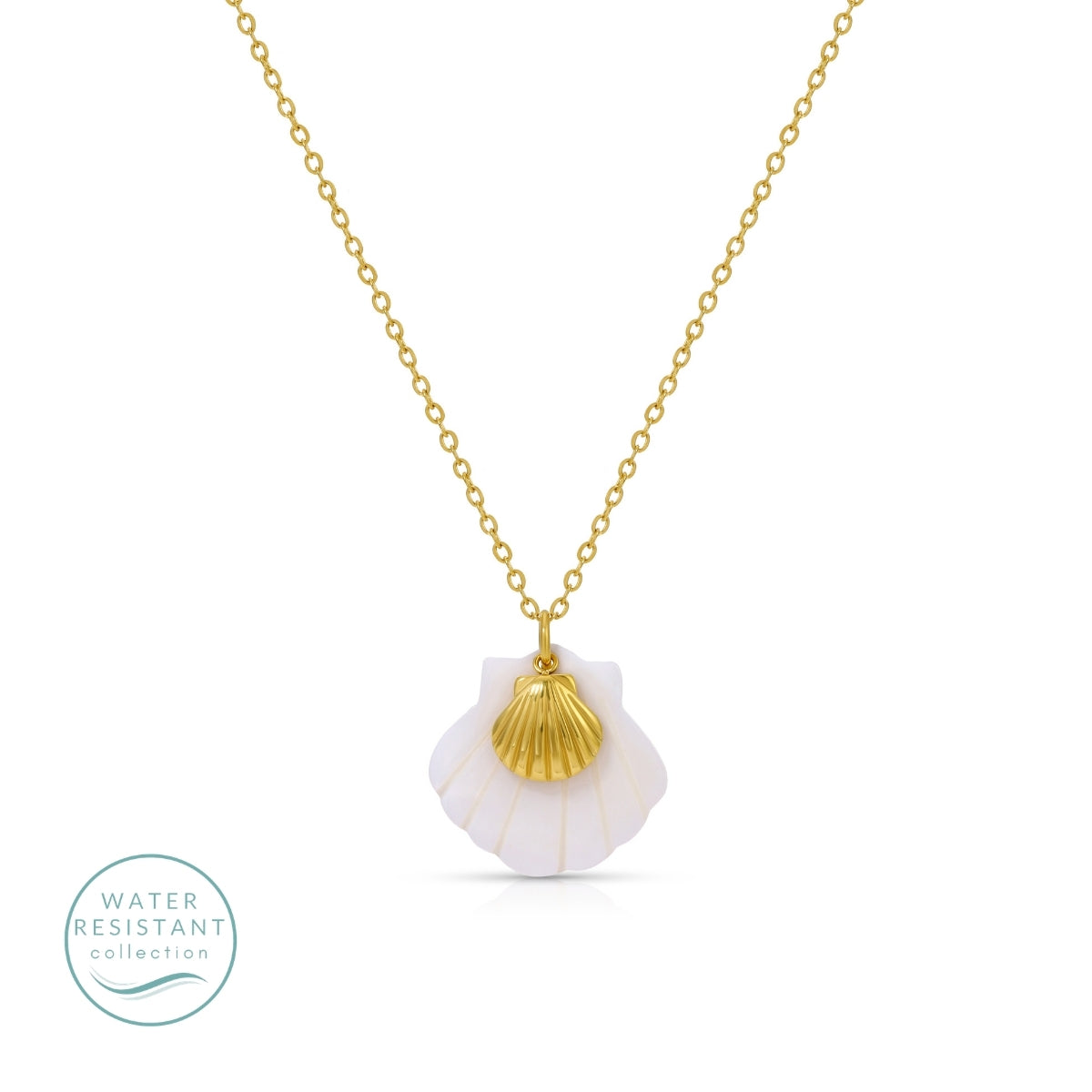 Shell and Scallop Pendant Necklace, Water-Resistant