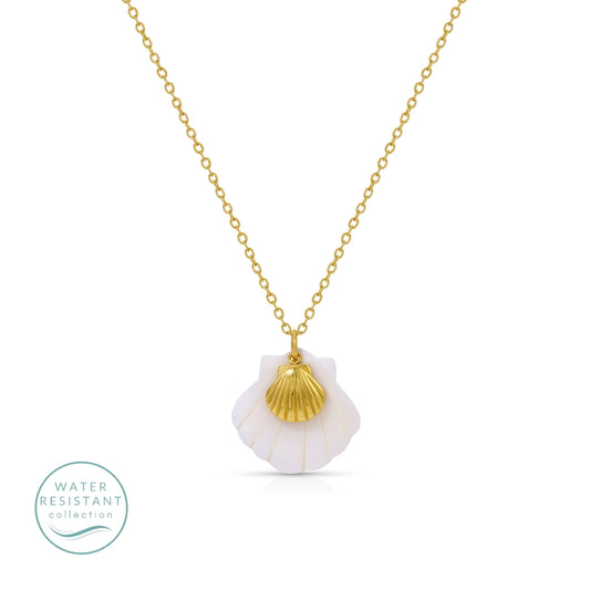 Shell and Scallop Pendant Necklace, Water-Resistant