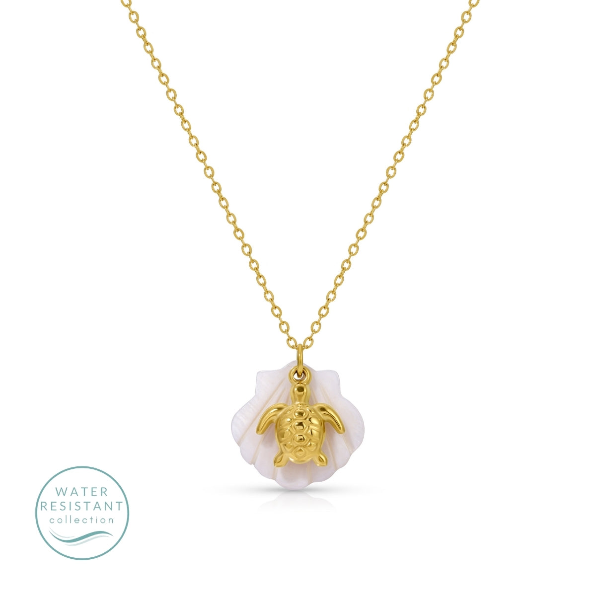 Shell and Turtle Pendant Necklace, Water-Resistant