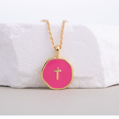 Minimal Cross Medallion Necklace