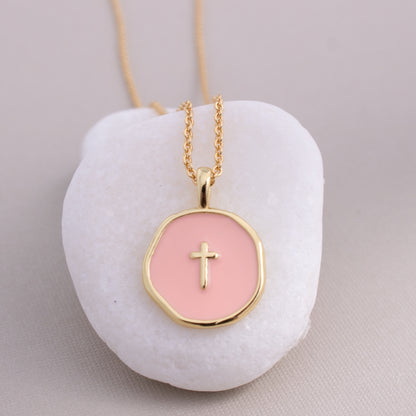 Minimal Cross Medallion Necklace
