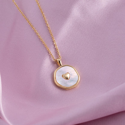 Shell with Heart Pendant Necklace