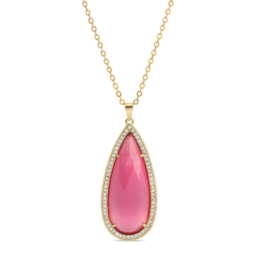 Piper, Long Shimmer Stone Pendant Necklace