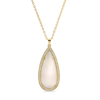 Piper, Long Shimmer Stone Pendant Necklace