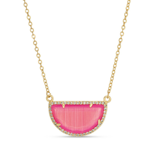 Half Circle Pavé Stone Necklace