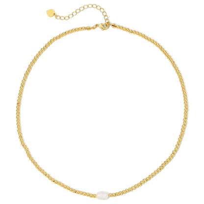 Set/6 3mm beaded necklace with single medium pearl accent