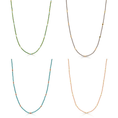 Set/8 Miyuki Delica and 2mm Stone Necklaces