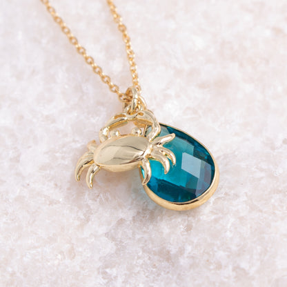 Crab & Glass Teardrop Necklace