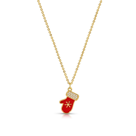 Winter Warmth | Enamel Mitt Necklace