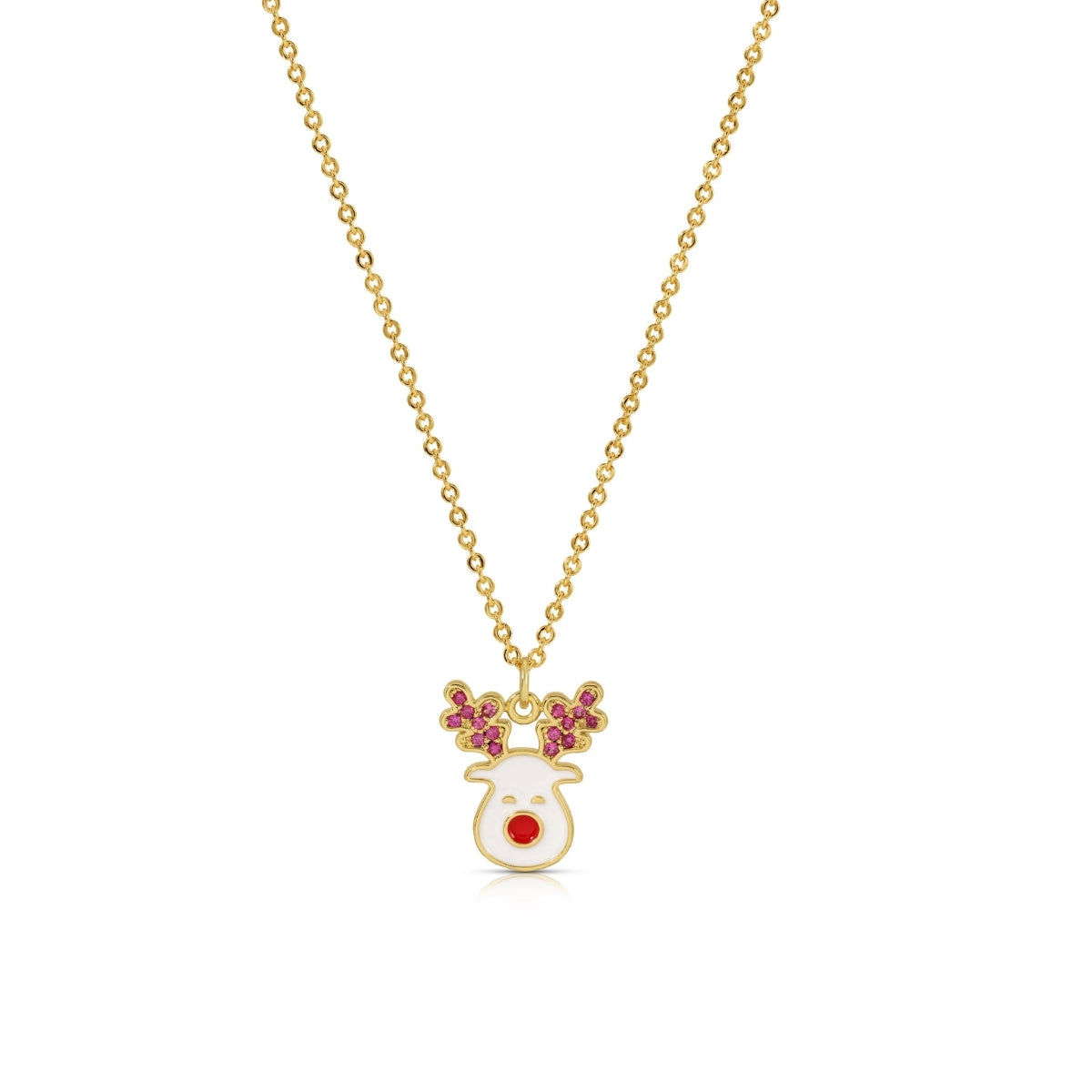Crimson Cheer | Enamel Reindeer Necklace