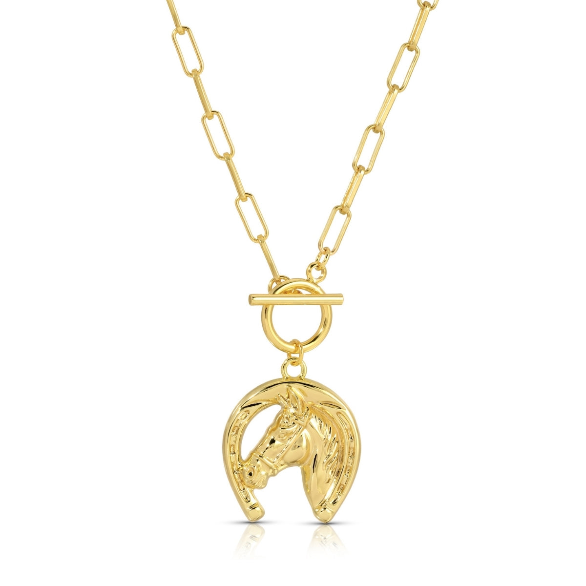 Bold Horseshoe Pendant Toggle Necklace