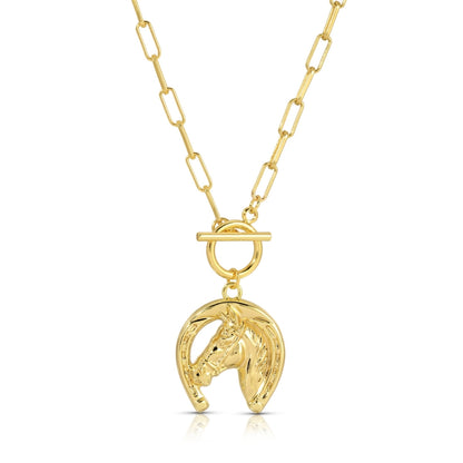 Bold Horseshoe Pendant Toggle Necklace