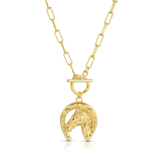 Bold Horseshoe Pendant Toggle Necklace