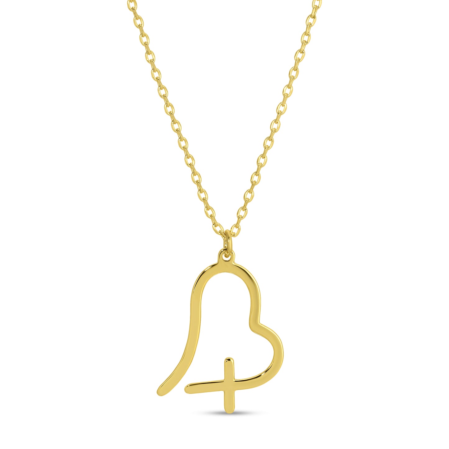 Free Form Heart with Cross Necklace