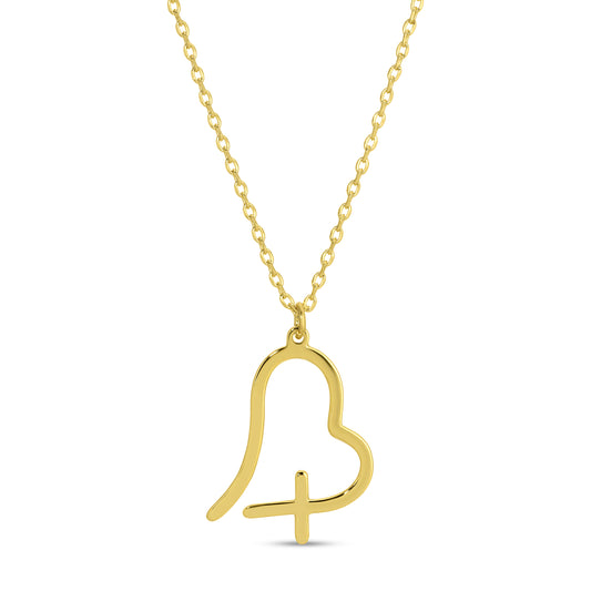 Free Form Heart with Cross Necklace