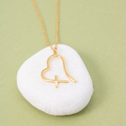 Free Form Heart with Cross Necklace