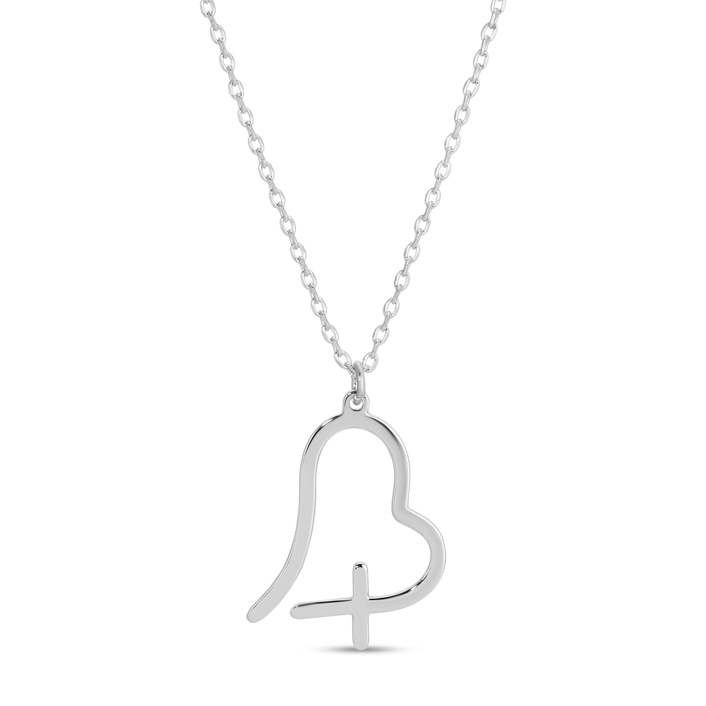 Free Form Heart with Cross Necklace