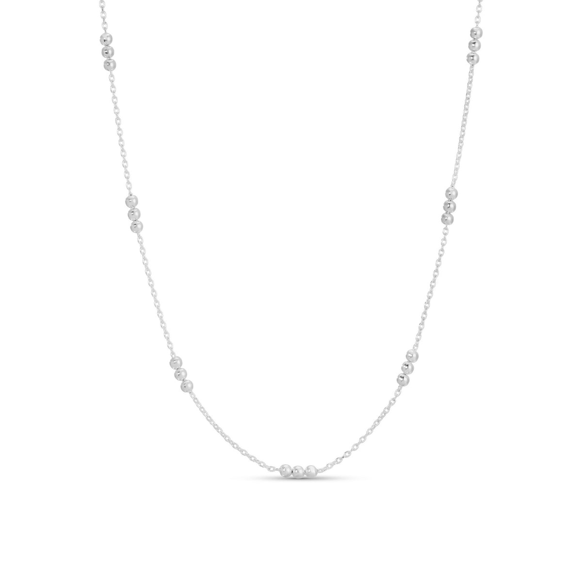 Minimalist Chain Necklace with Trio Bead Clusters
