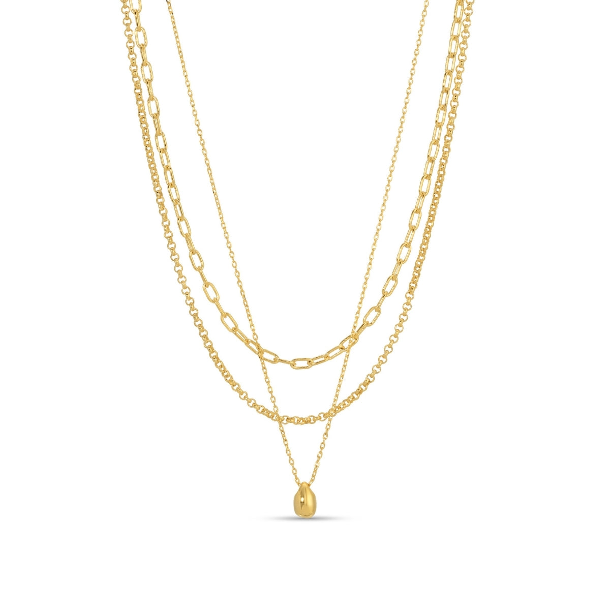 Two gold necklaces on a white background