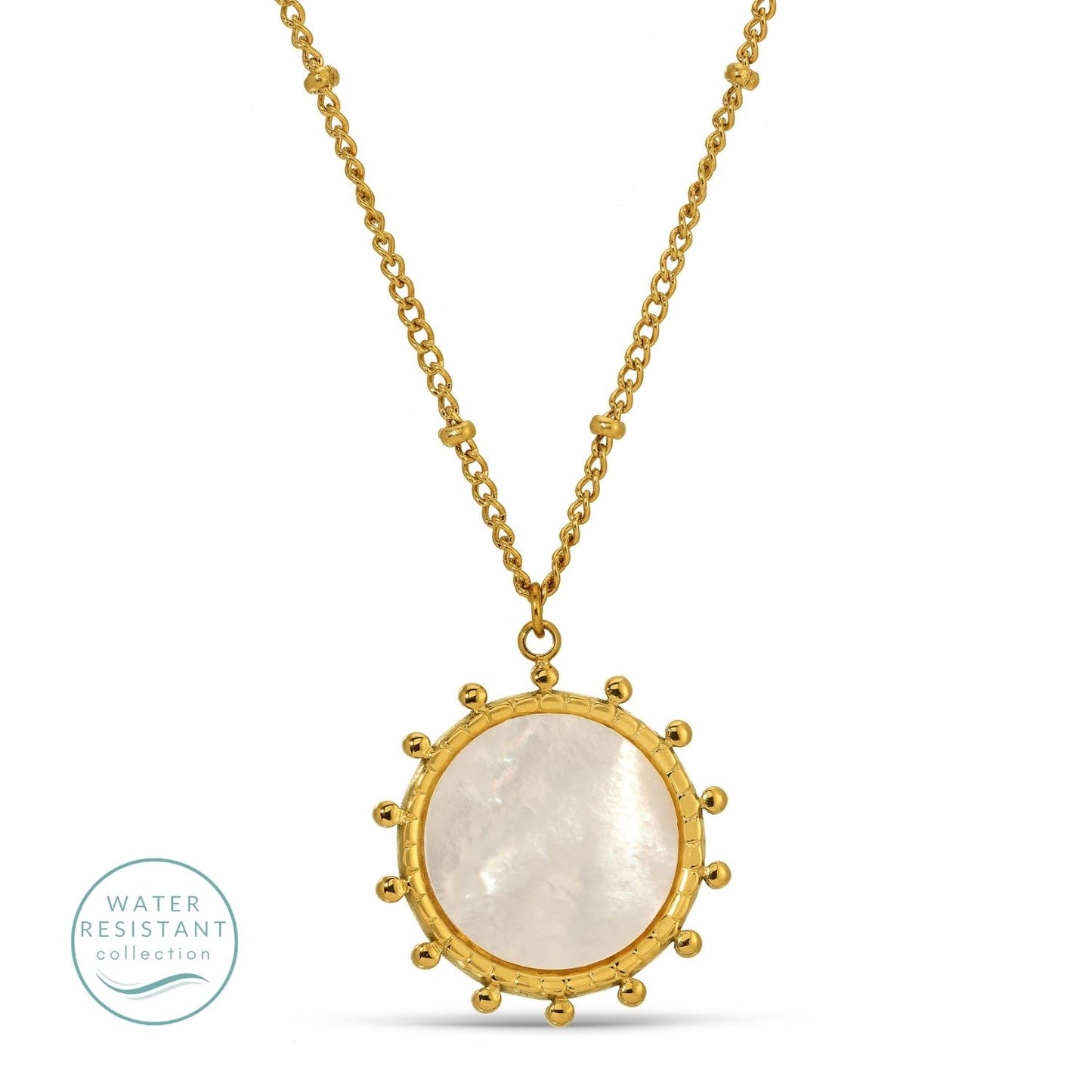 Round Accented Pendant with Shell Center