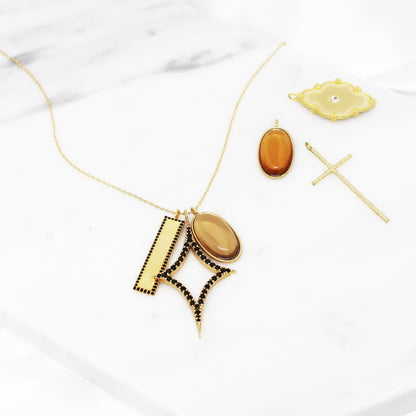 Delicate Black Pave Long Necklace