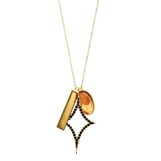 Delicate Black Pave Long Necklace