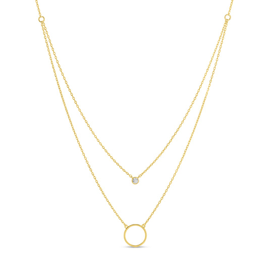 Double Appeal Circle & CZ Necklace
