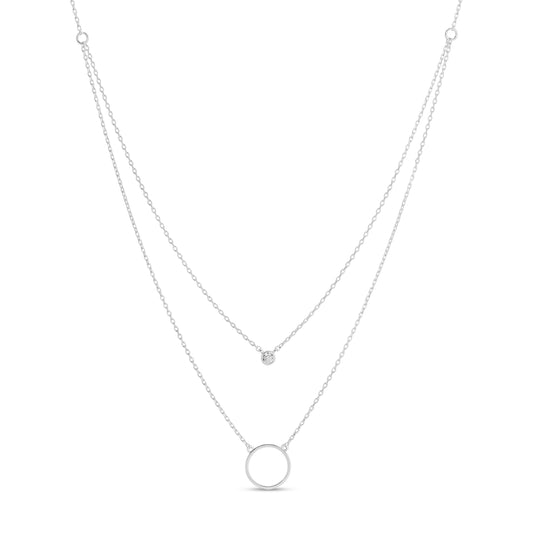 Double Appeal Circle & CZ Necklace