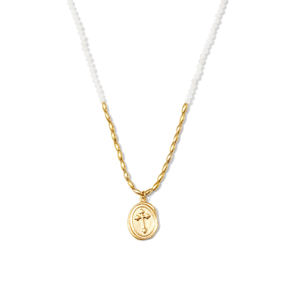 Delicate Stones w/Oval Cross Necklace
