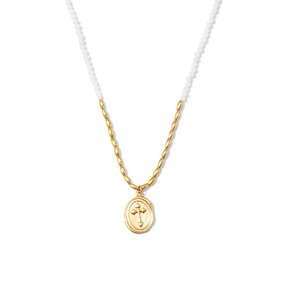 Delicate Stones w/Oval Cross Necklace
