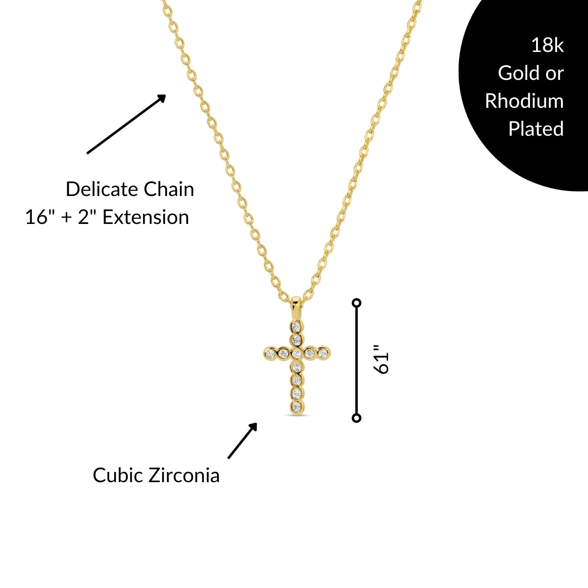 Delicate CZ Cross Pendant