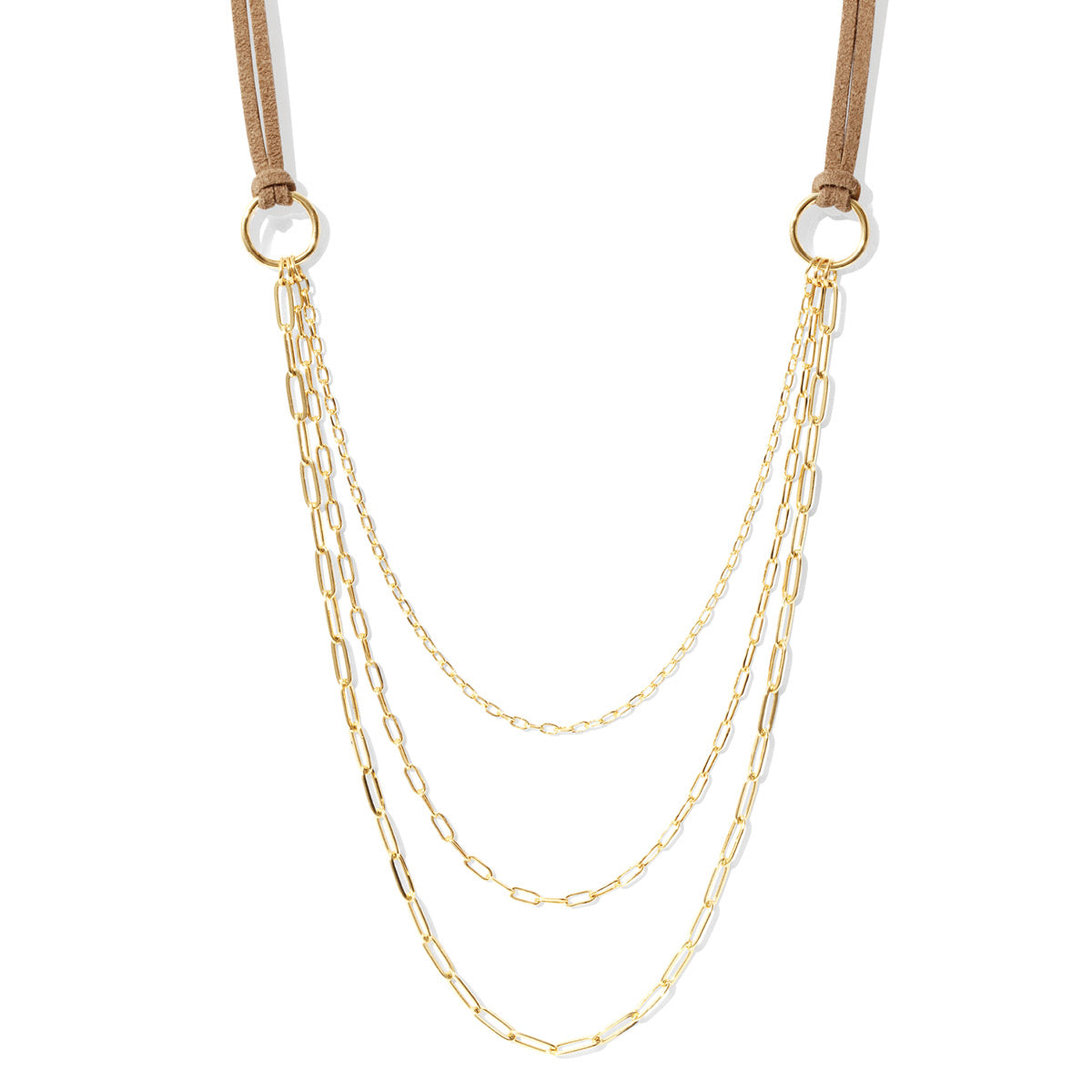 Triple Layer Suede Necklace - Graduating Link Chains