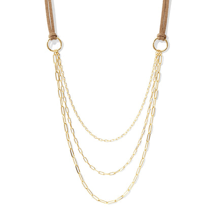Triple Layer Suede Necklace - Graduating Link Chains