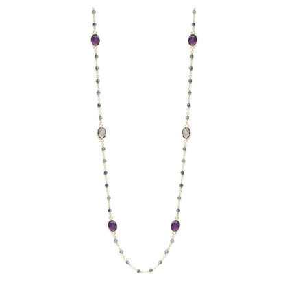 Long Stone and Crystal Necklace