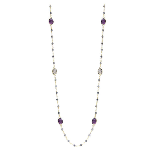 Long Stone and Crystal Necklace