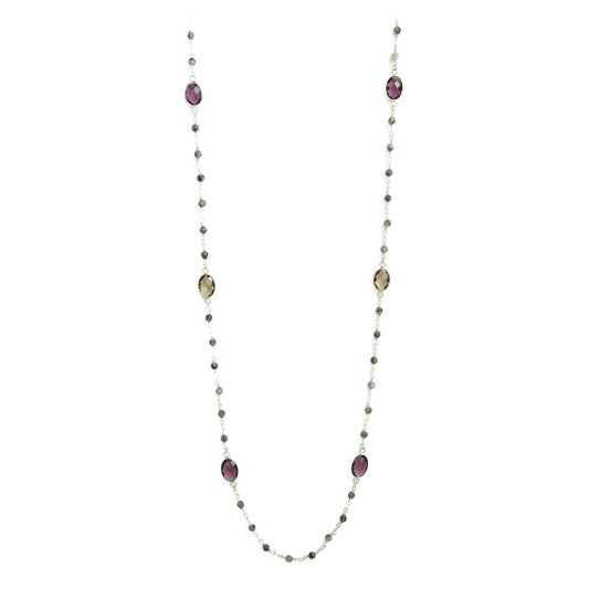 Long Stone and Crystal Necklace