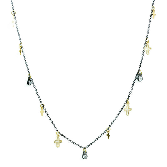 Delicate Cross 2-Tone Necklace